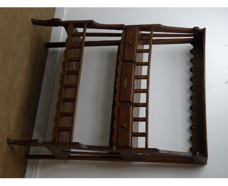 19th century oak, moulded top, single plate rack above three drawers and single shelf, shaped supports, W121cm, H158cm, D46cm