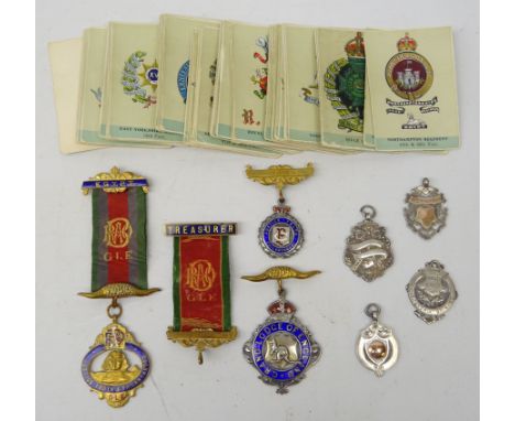 The Royal Antediluvian Order of Buffaloes silver jewels named to Bro. E. Mc Gibbon - Grand Lodge of England silver &amp; enam