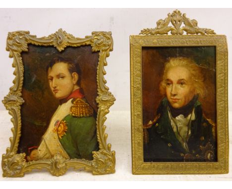 Portrait miniatures of Napoleon and Lord Nelson, two 19th century oils on copper unsigned 10cm x 6cm and 9cm x 6cm (2)