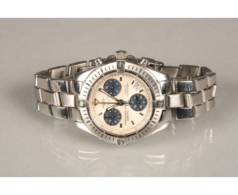 Gents Breitling Colt Chronometer Certifie stainless steel wrist watch, round cream dial with applied steel baton hour markers