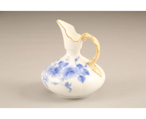 Royal Worcester china works ewer. Squat form, hand painted with blue roses. Date code 1897. 15cm highRoyal China works ewer i