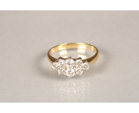 Ladies yellow gold diamond cluster ring, set with eight brilliant cut diamonds. Ring size PRing is in very good condition. Al