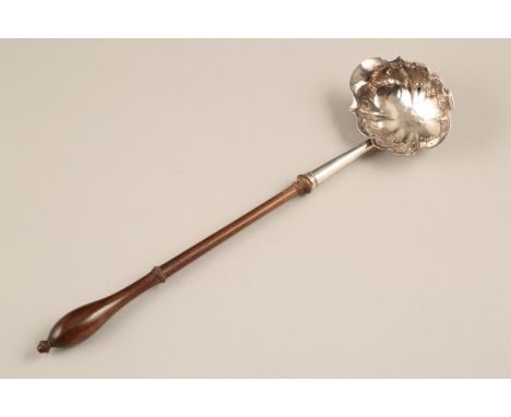 George II silver toddy ladle, wooden turned handle lobed oval bowl, assay marked London 1743 by Edward AldridgeLadle is in ve