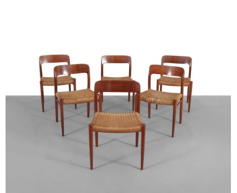 NIELS OTTO MØLLER (1920 - 1982) A set of six model 75 teak dining chairs by Niels Otto Møller, c.1960, with original Danish c