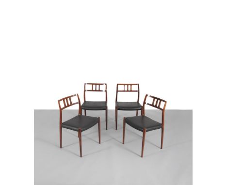 NIELS OTTO MØLLER (1920 - 1989) A set of four model 79 rosewood dining chairs by Niels Otto Møller, with maker’s stamp. 79 X 