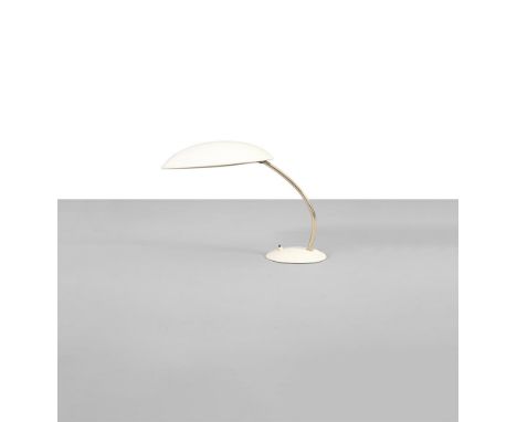 DESK LAMP A 1960s Italian brass desk lamp, with a cream enamel shade and base. 33cm (h)