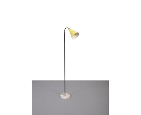 FLOOR LAMP A 1950s Italian floor lamp, with a yellow enamel shade.139cm (h)