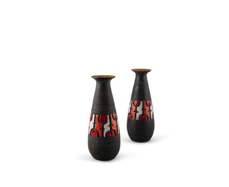 VASES A pair of 1960s ceramic vases, Italy. 29cm (h)