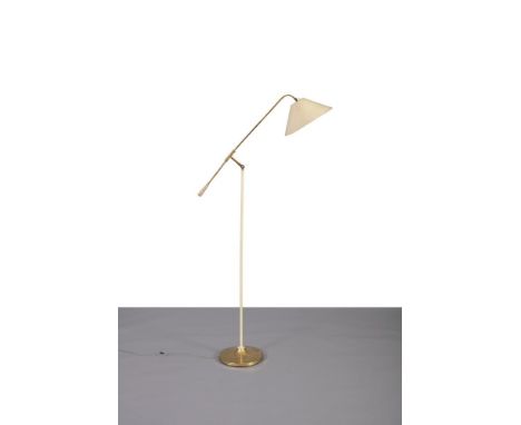 FLOOR LAMP, An Italian brass and enamel floor lamp, 1950s. 174cm (h)