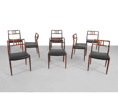 NIELS OTTO MØLLER (1920 - 1982) A set of eight model 79 rosewood dining chairs by Niels Otto Møller, recently upholstered in 