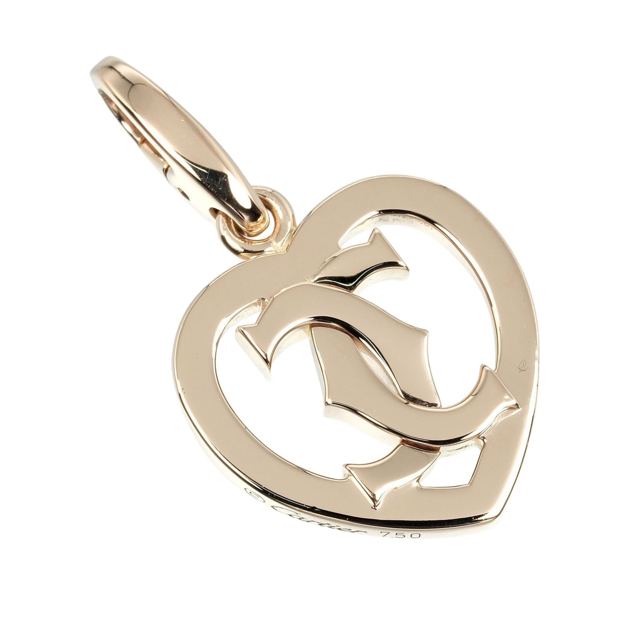 Cartier 2C Heart Pendant Top 18KPG Pink Gold Approx. 5.1g