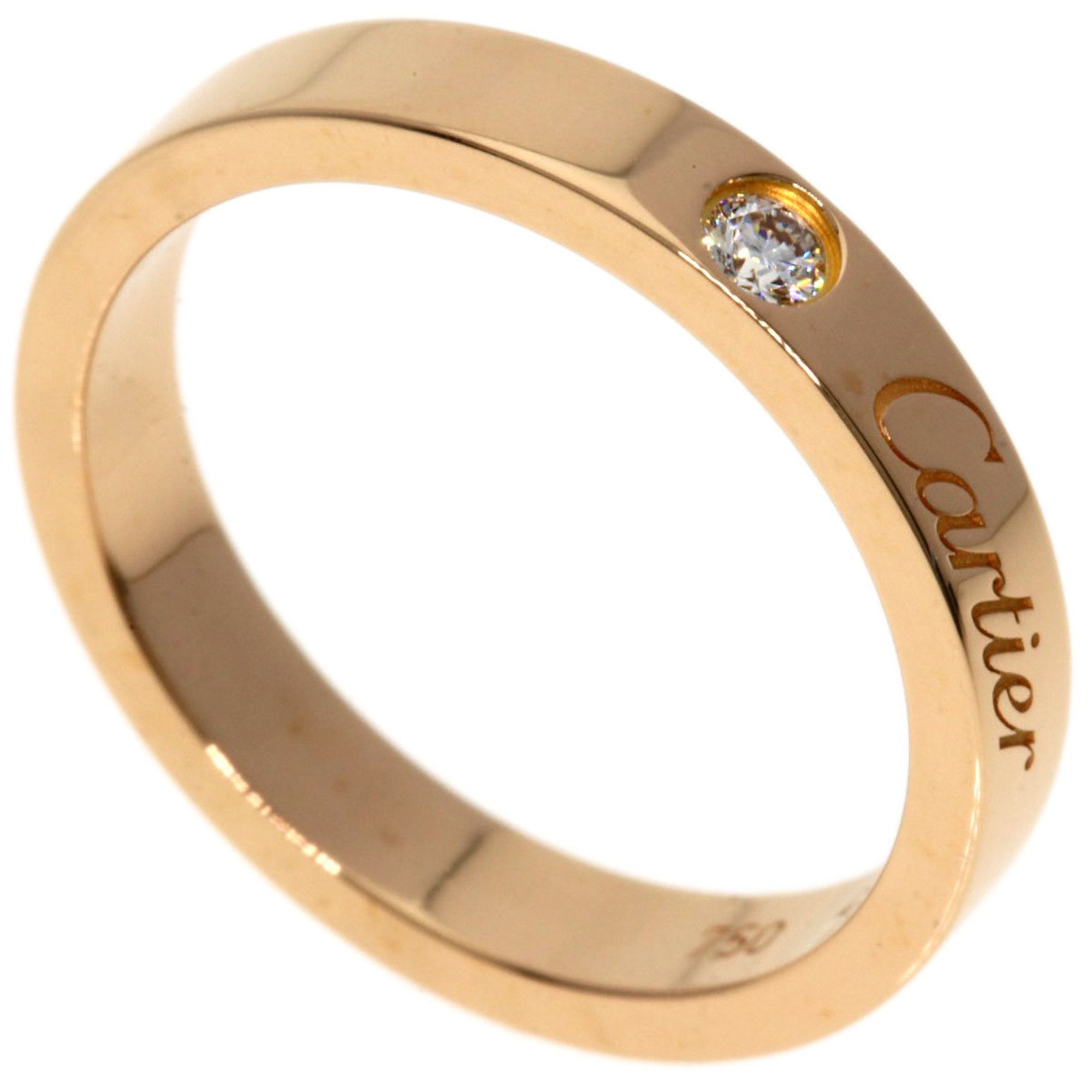 Cartier Engraved 1P Diamond #49 Ring 18K Pink Gold Women's CARTIER