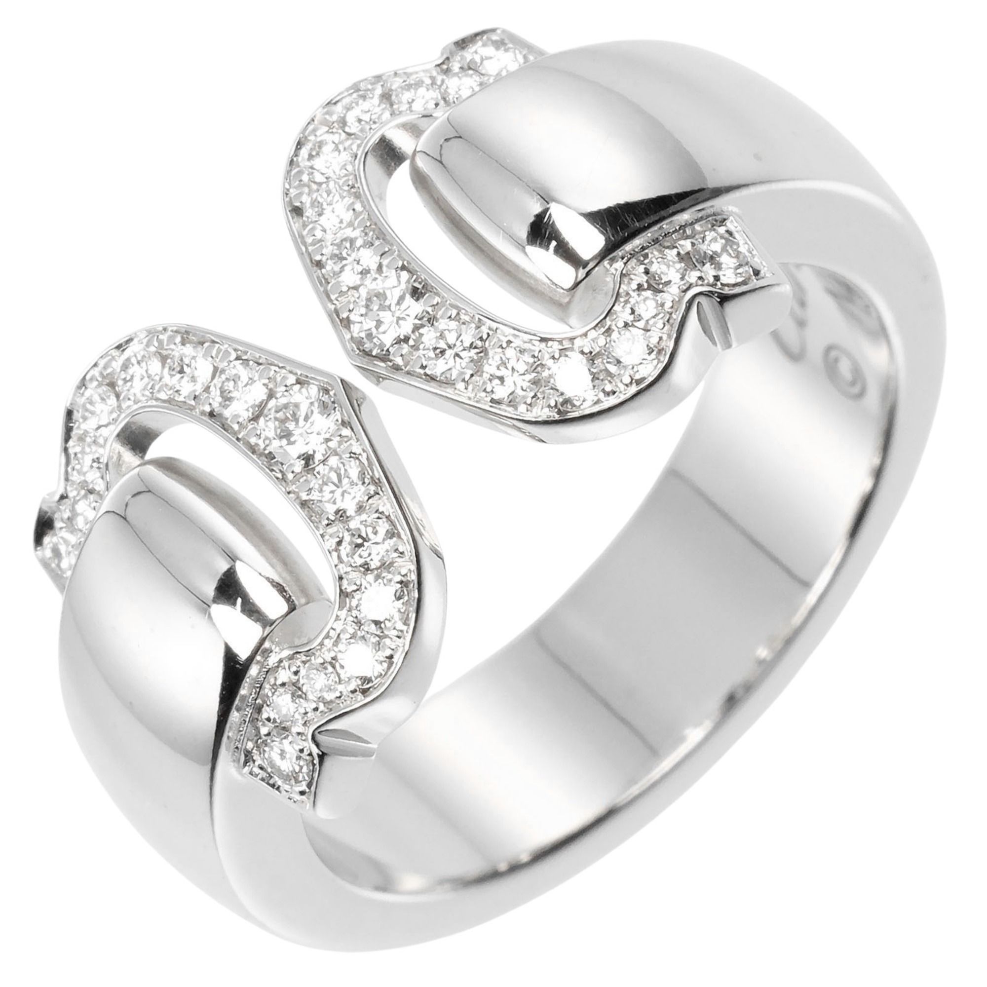 Cartier 2C Bouclé size 8 ring, 18KWG white gold, diamond, approx. 9.27g