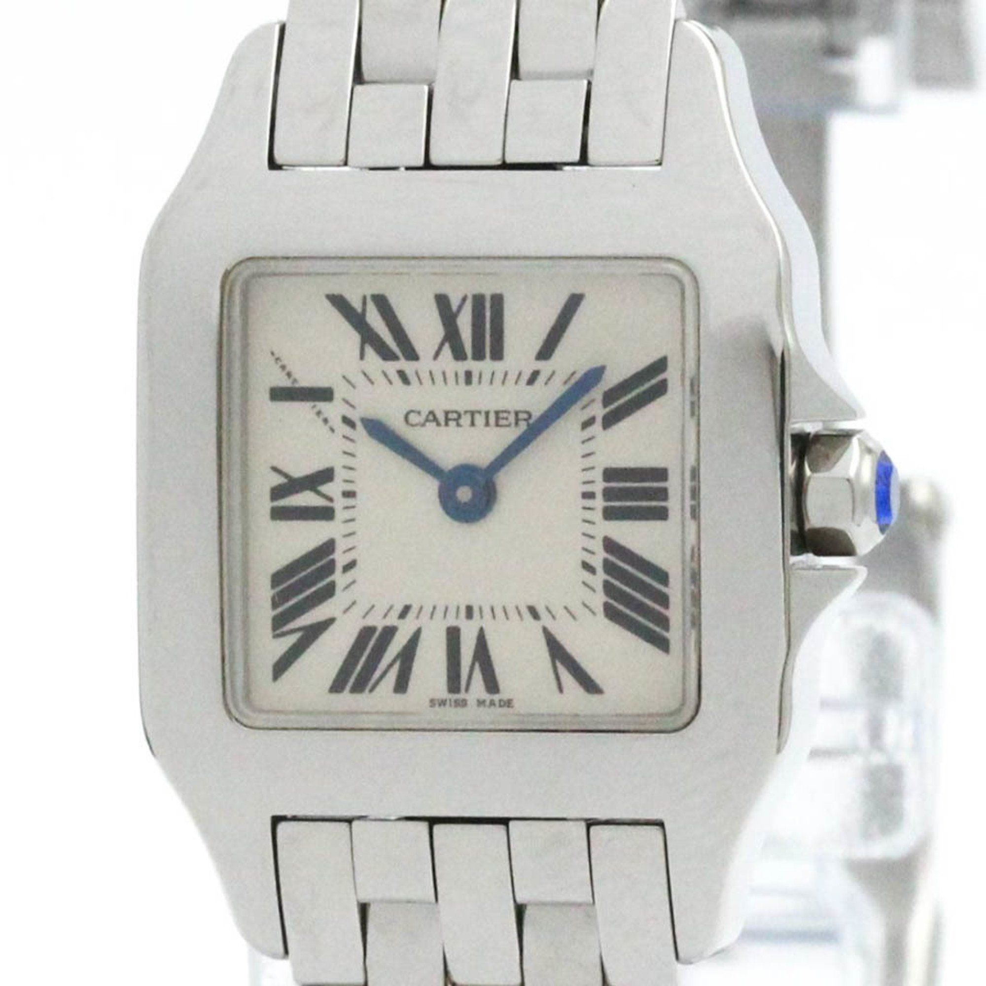Polished CARTIER Santos Demoiselle Steel Quartz Ladies Watch W25064Z5