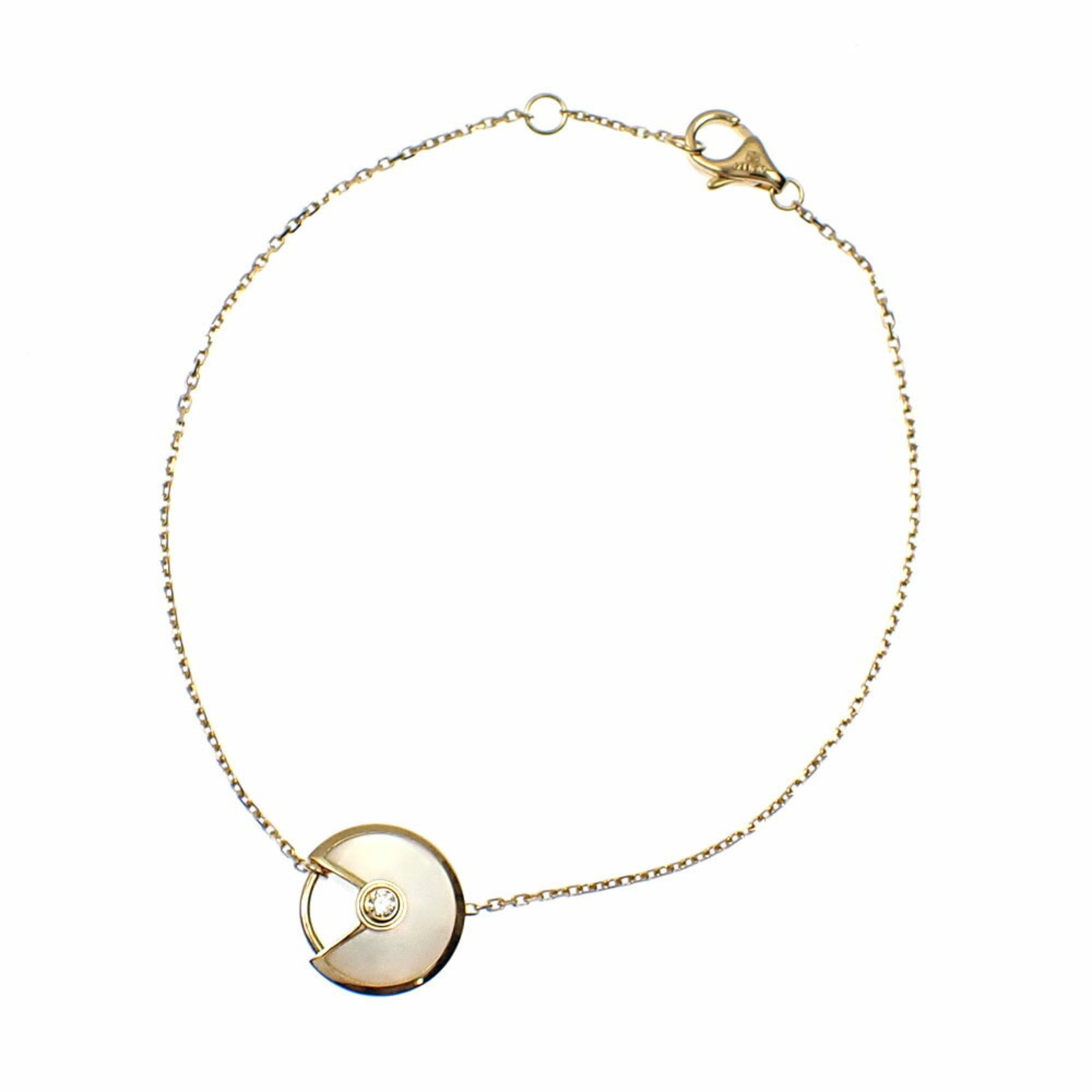 Cartier Amulet de Mother of Pearl Bracelet XS Ladies Diamond 18KYG 2.2g 750 18K Yellow Gold B6044017