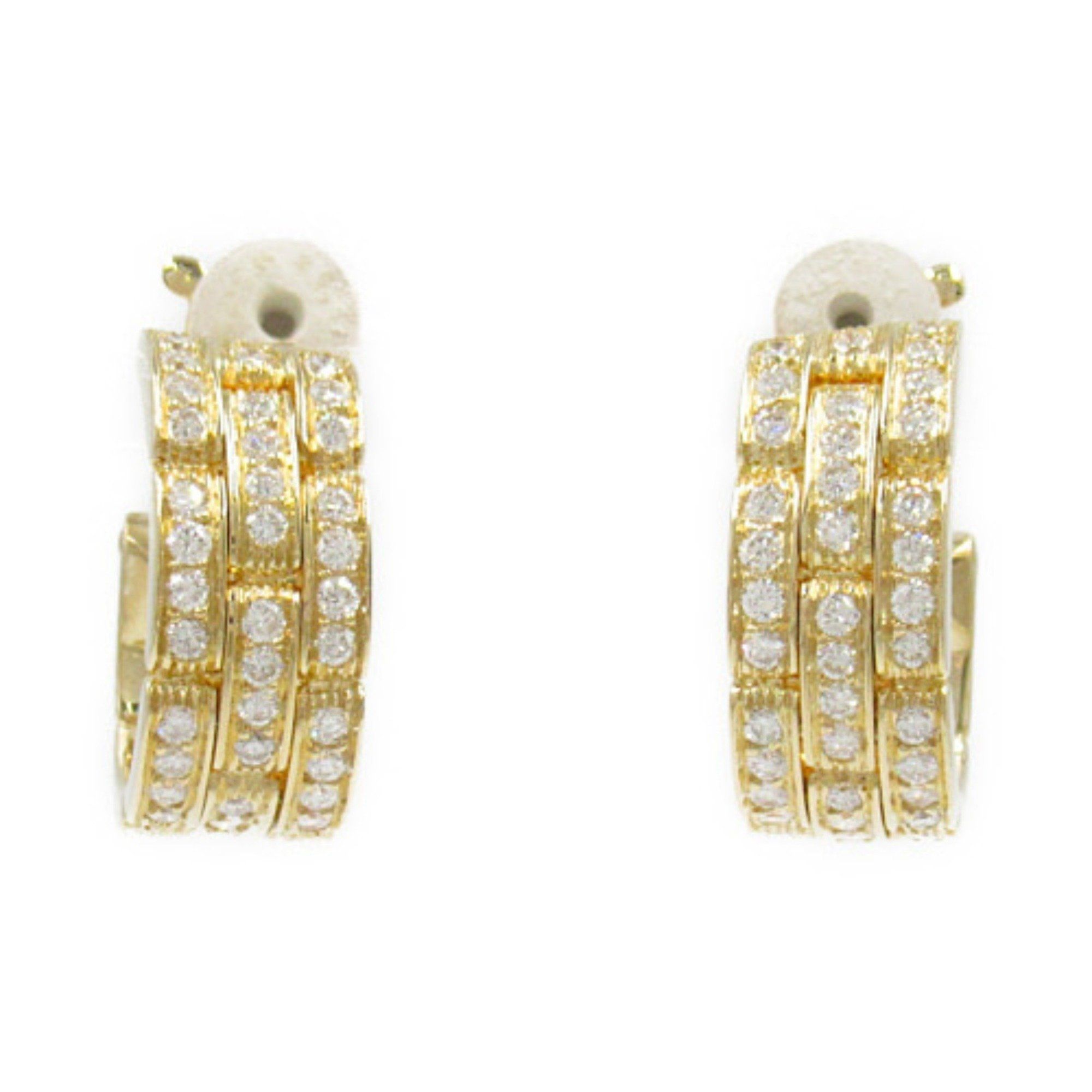 CARTIER Maillon Panthere Diamond Earrings, 18K Yellow Gold, Diamond, Women's, Clear