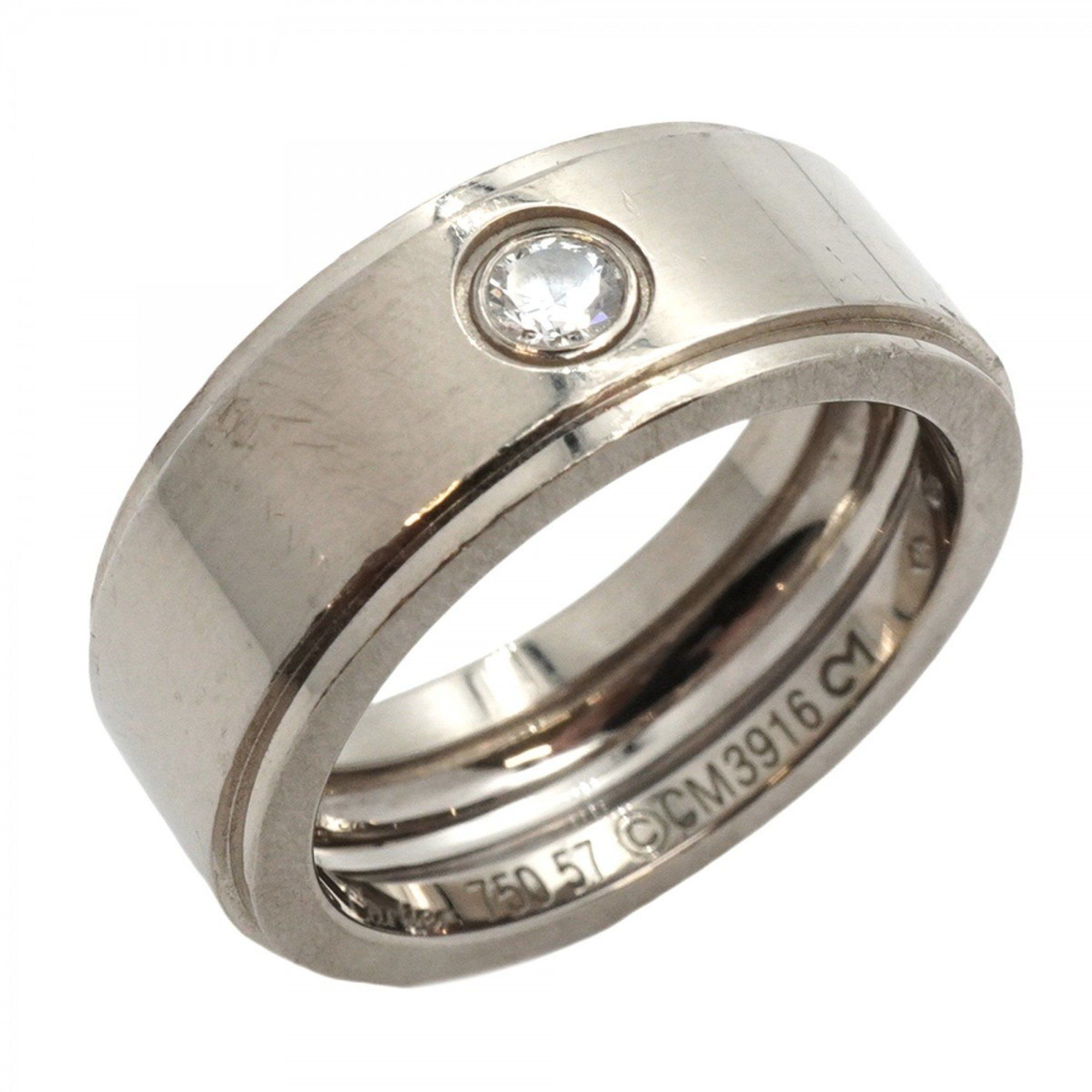 Cartier Ring Fortune 1PD 18KWG White Gold Diamond #57 Ladies