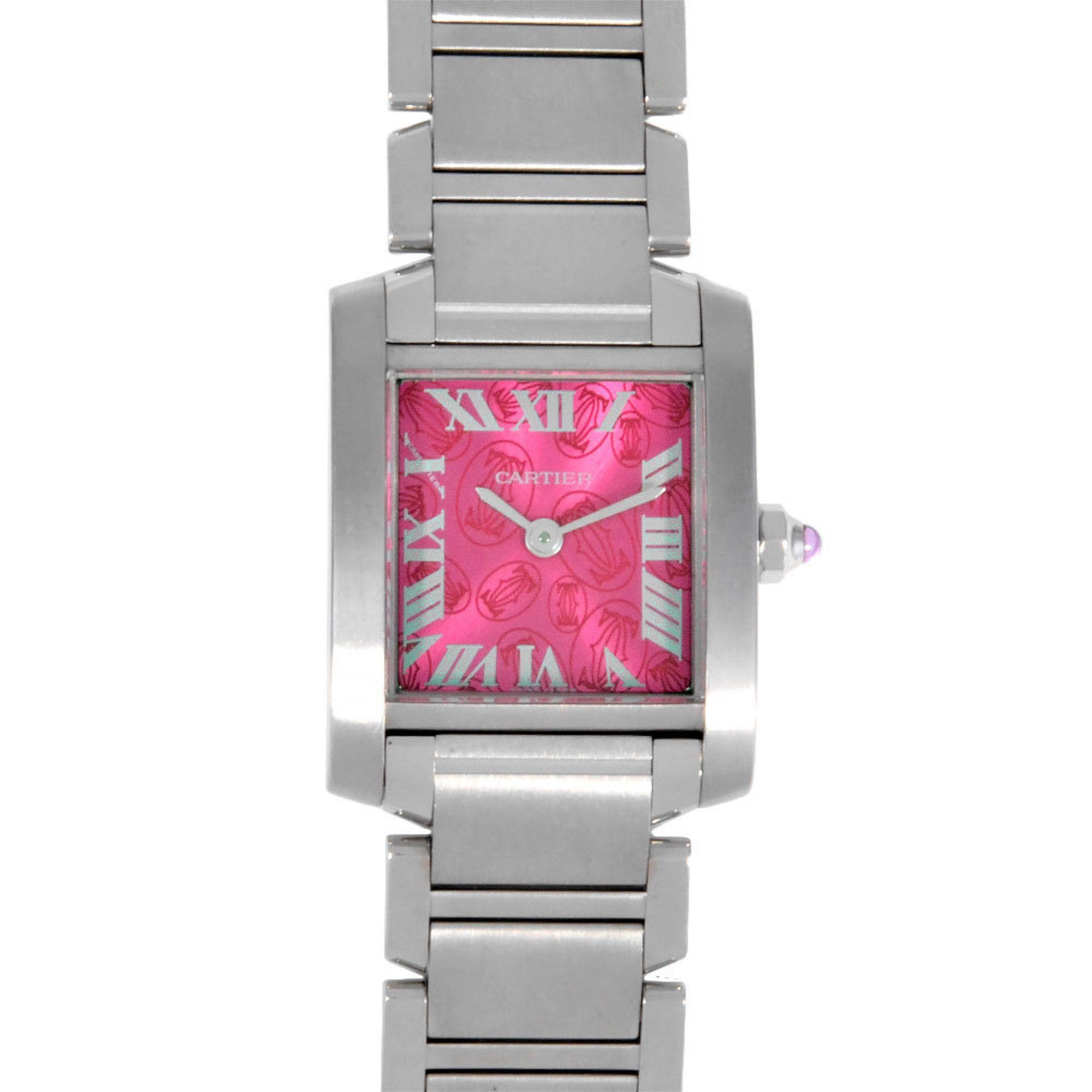 Cartier W51008Q3 Tank Francaise SM Watch Quartz Pink Dial 2006 Limited Edition Ladies