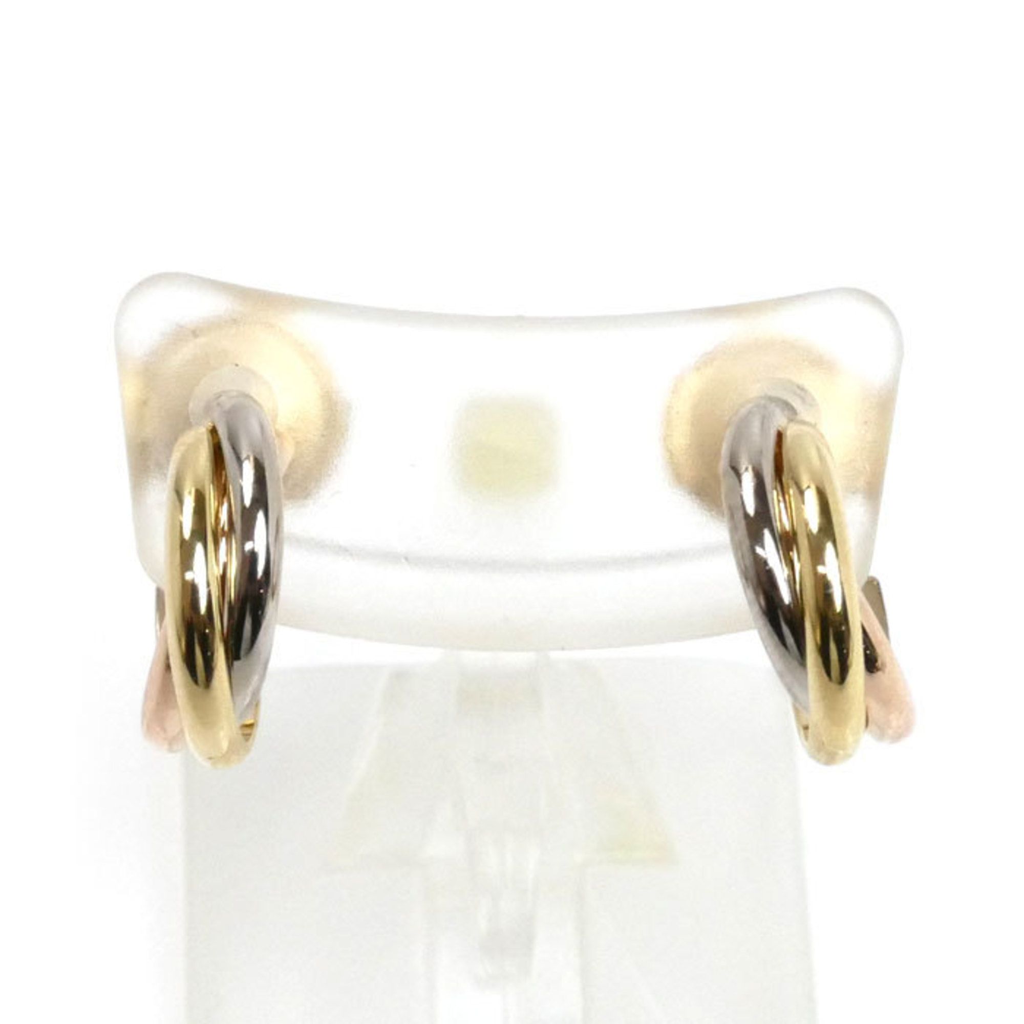 CARTIER 18KPG Pink Gold 18KYG Yellow 18KWG Trinity Earrings B8301540 4.6g Women's