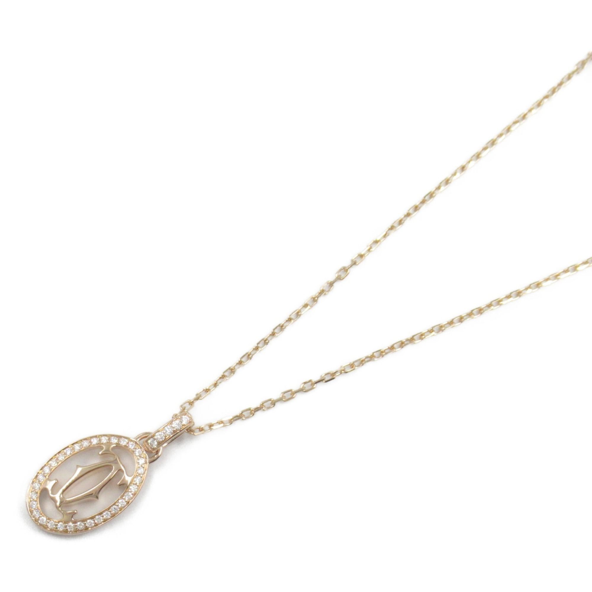 Cartier Double C Necklace Diamond 18KPG (Pink Gold) Ladies Clear B7219300