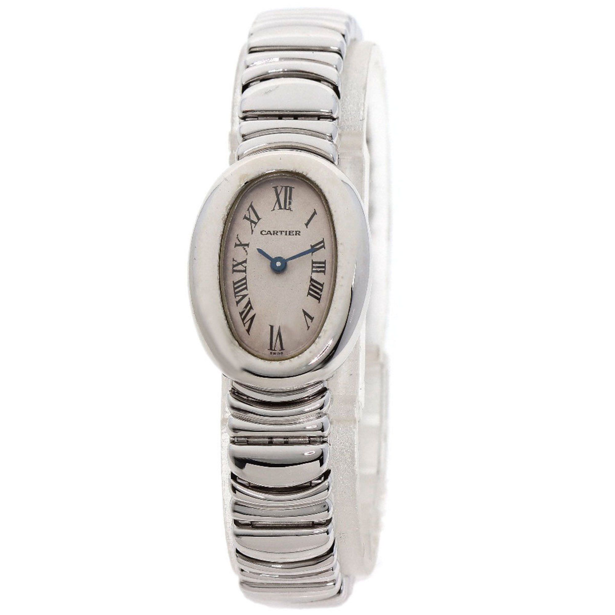 Cartier W15189L2 Mini Baignoire Watch, K18 White Gold, K18WG, Women's