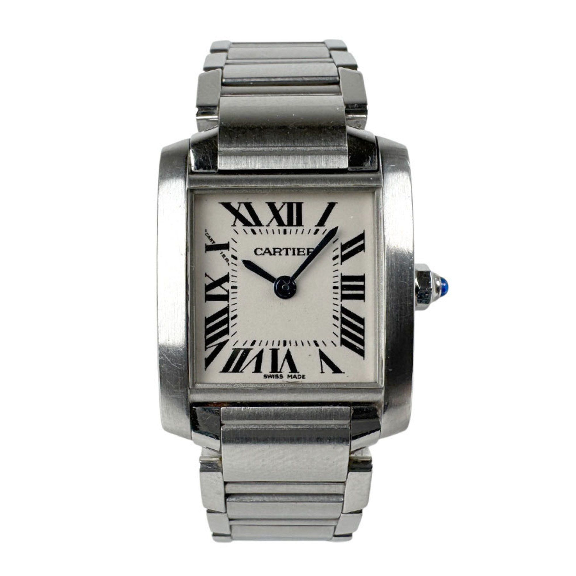 CARTIER Watch Tank Francaise SM Stainless Steel Silver x White Women's Quartz u0026