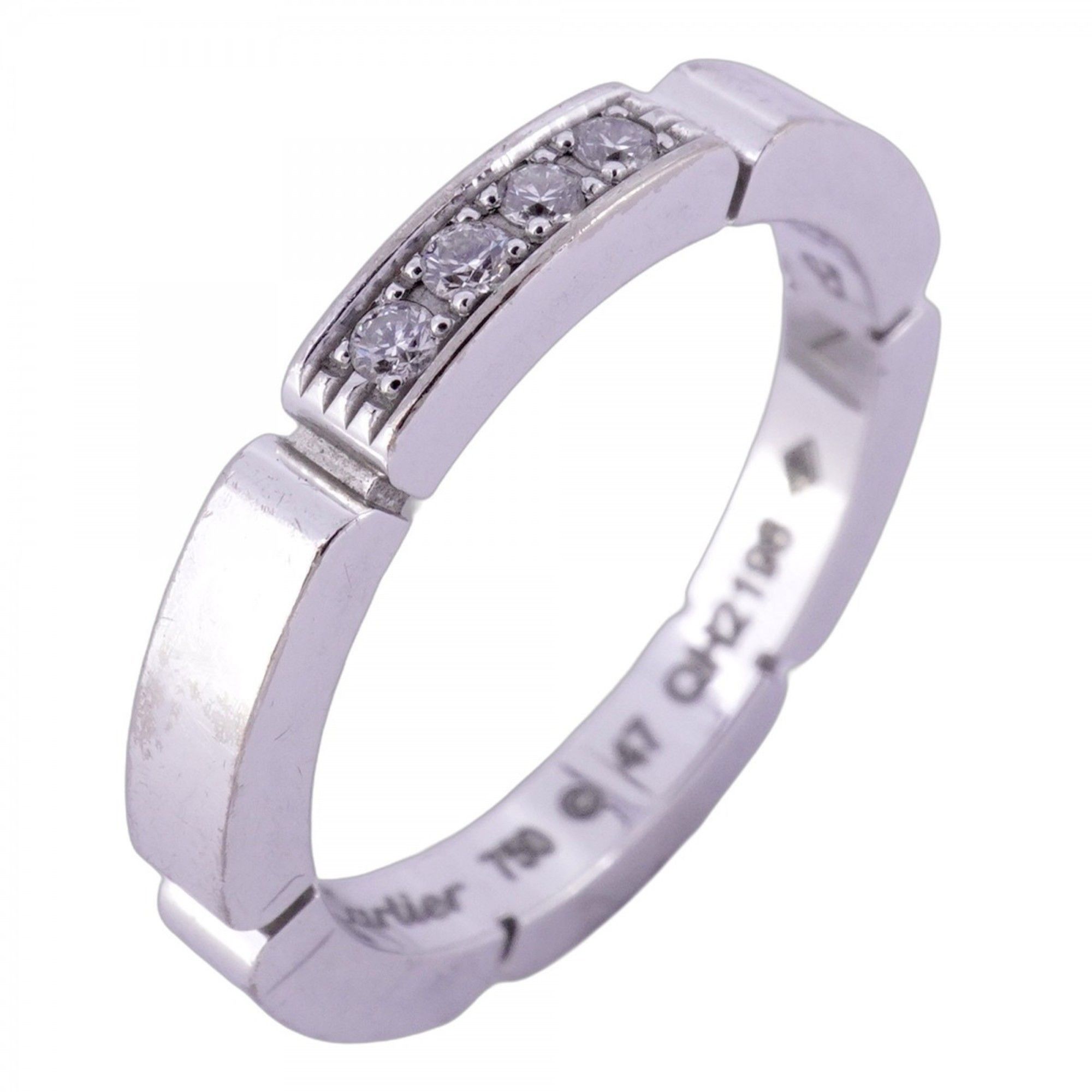 Cartier Ring Maillon Panthere 4PD 18KWG White Gold Diamond #47 Ladies