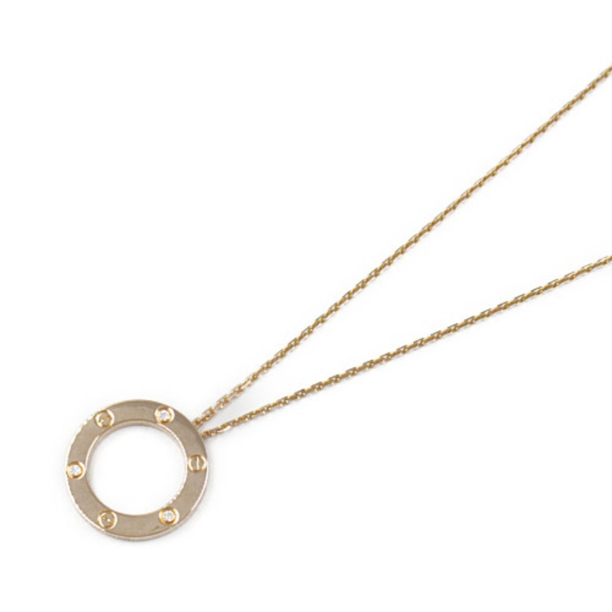 Cartier Love Circle 3P Diamond Necklace 18KPG (Pink Gold) Ladies Clear