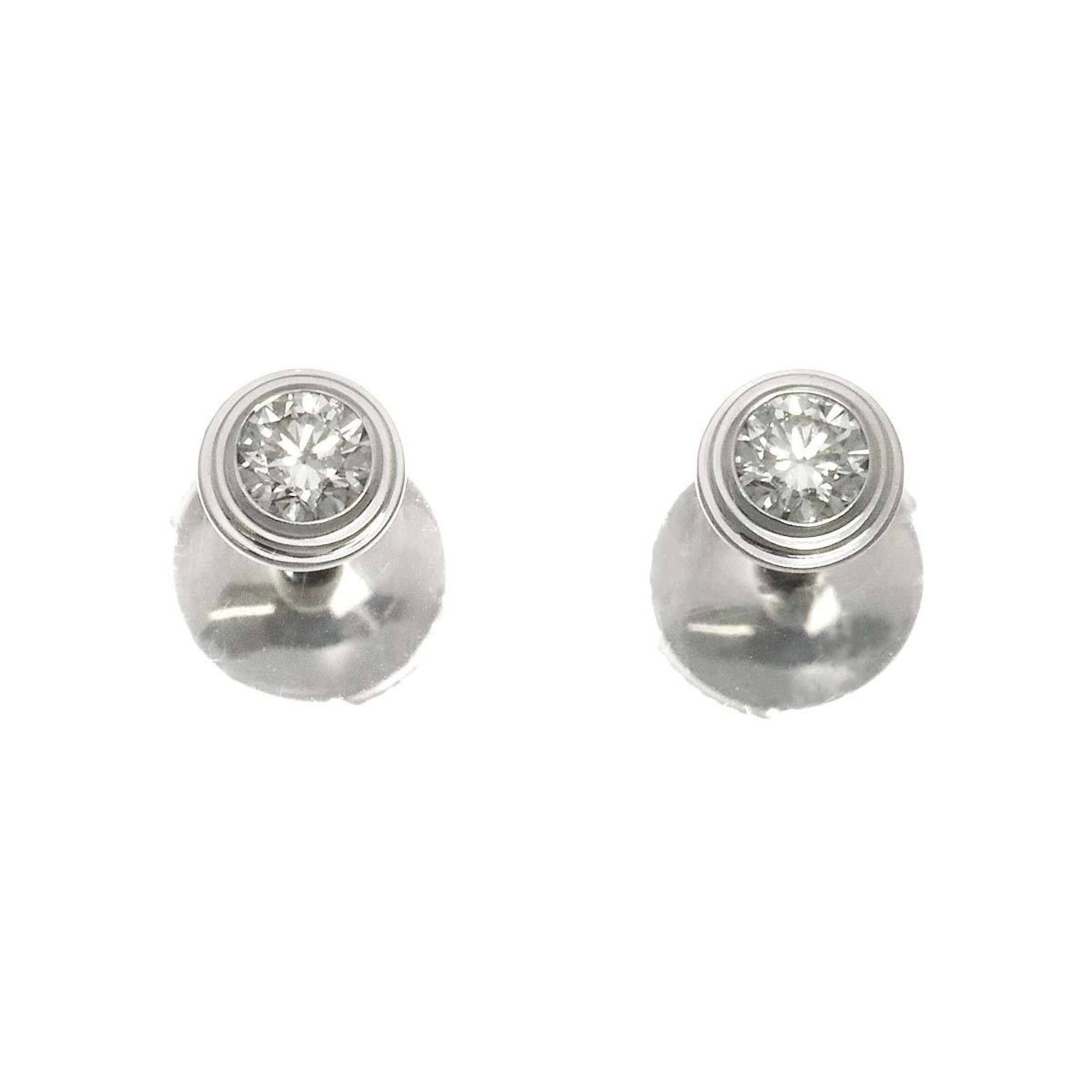 Cartier Damour Diamond Earrings Small K18 WG White Gold 750 Diamant Léger Pierced