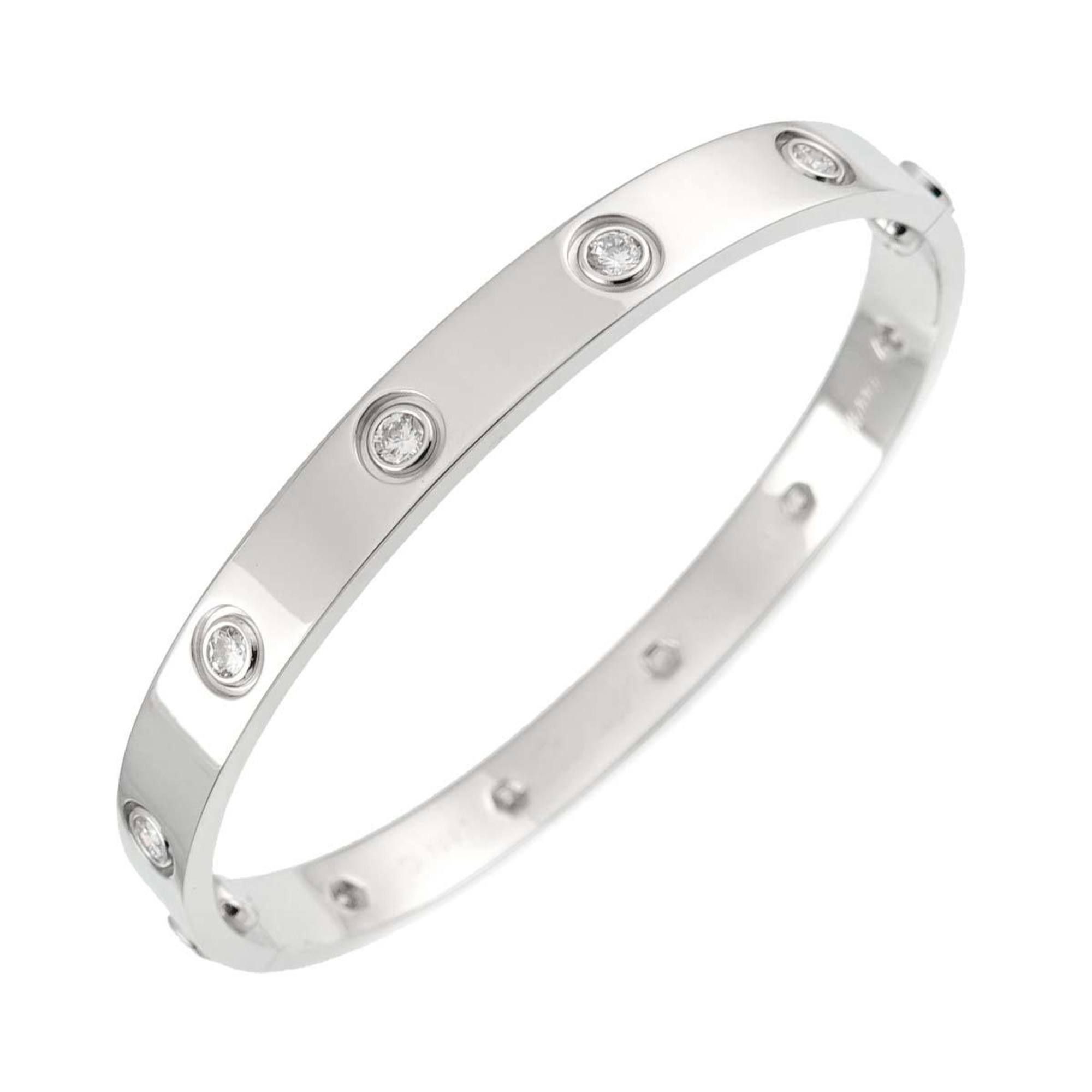 Cartier Love Bracelet Full Diamond 10P #16 K18 WG White Gold 750 Bangle