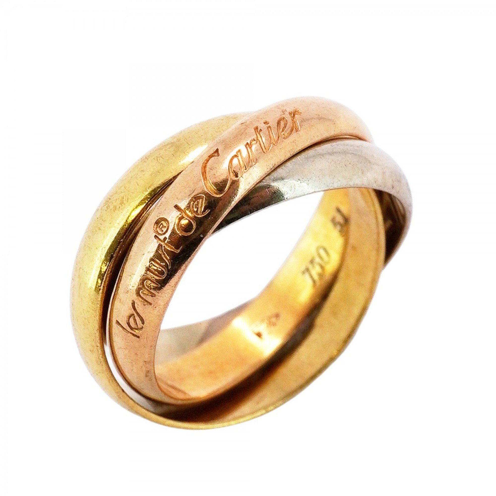 Cartier Ring Trinity 18KYG Yellow Gold 18KWG White 18KPG Pink #51 Ladies