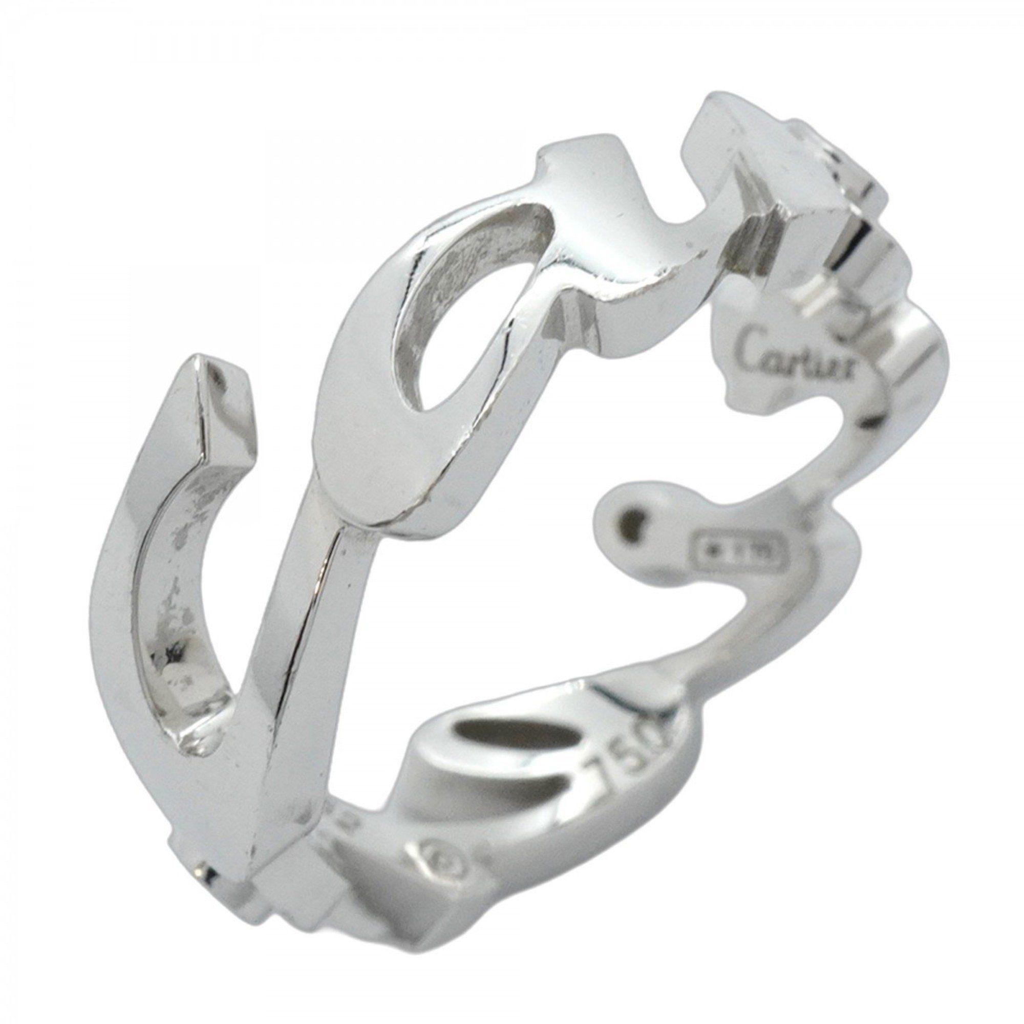 Cartier Ring Signature 3PD 18KWG White Gold Diamond #52 Ladies