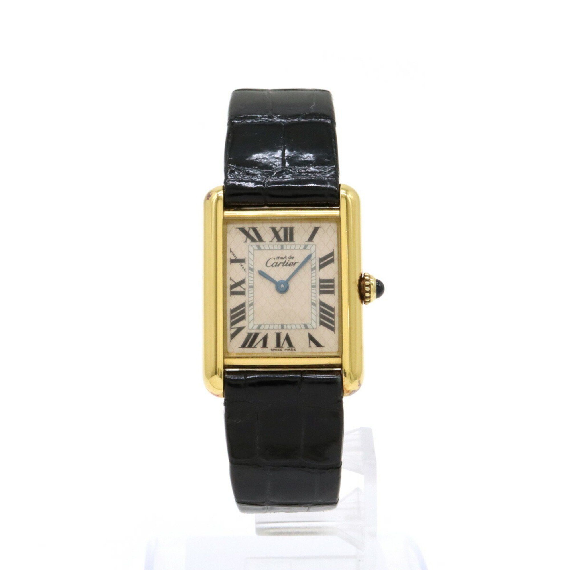 Cartier Must Tank Aquarino 4500 Limited Edition Pink Shell Dial SV925 GP Ladies Quartz Watch W101868