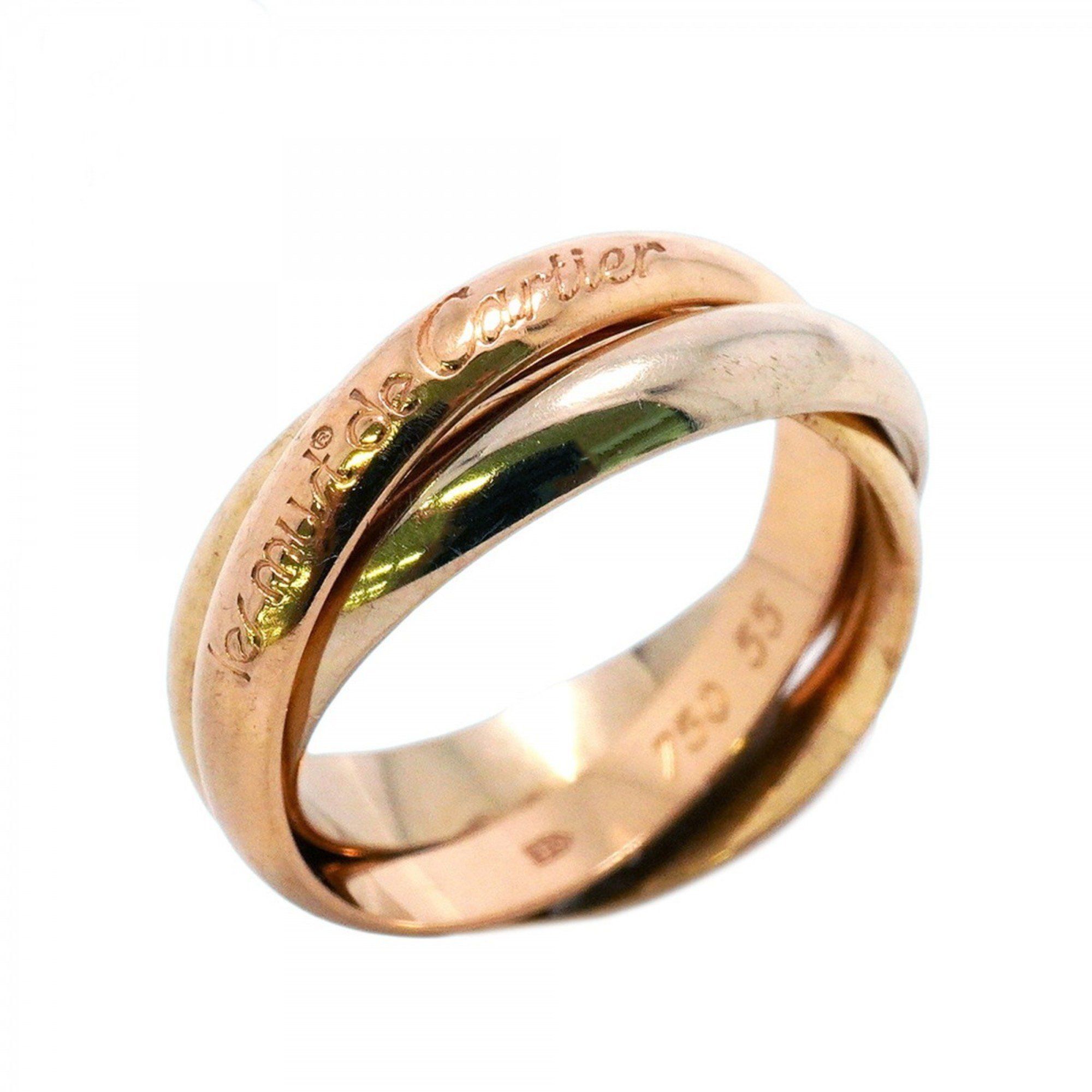 Cartier Ring Trinity 18KYG Yellow Gold 18KWG White 18KPG Pink #55 Men's Women's
