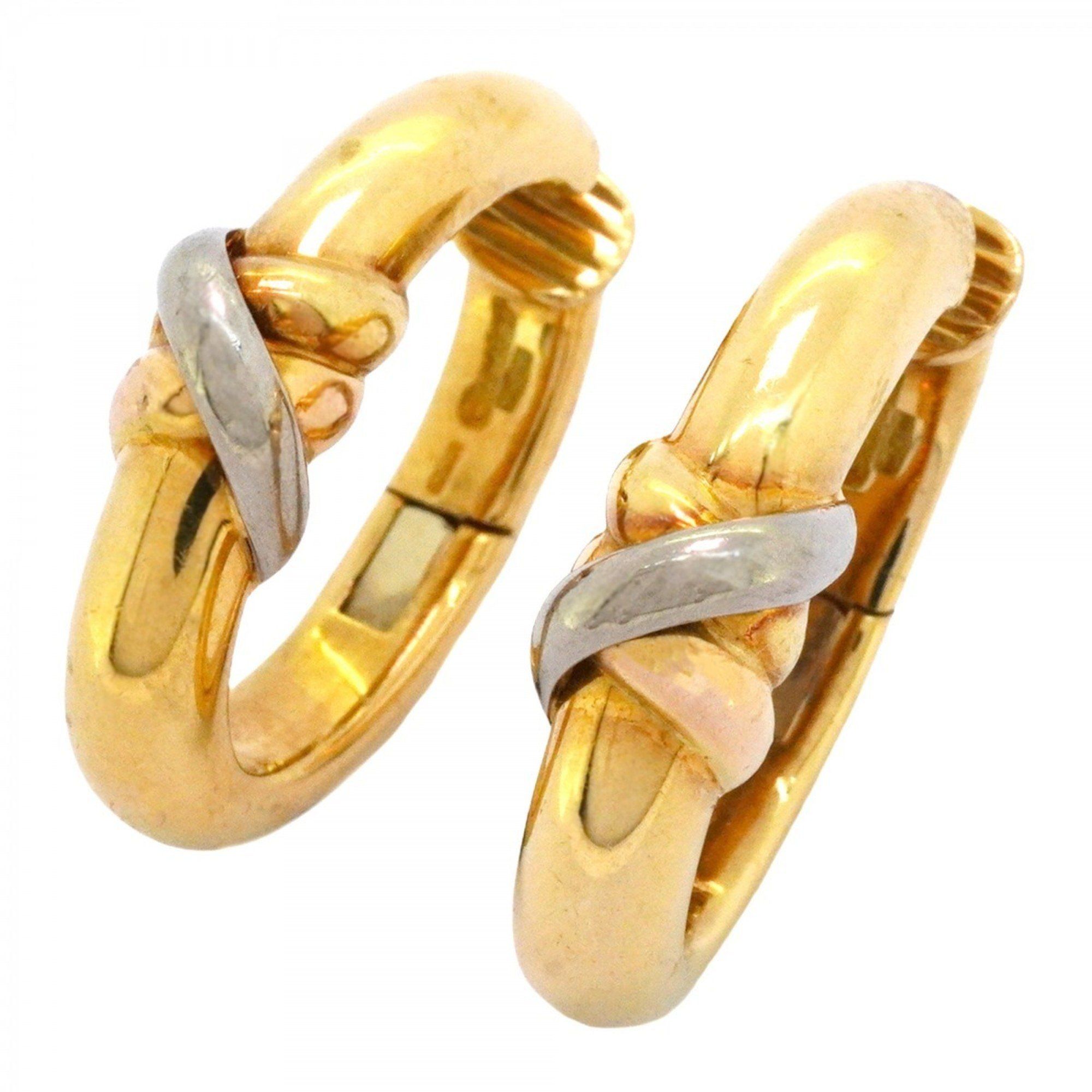 Cartier Earrings Three Color 18KYG Yellow Gold 18KWG White 18KPG Pink Ladies