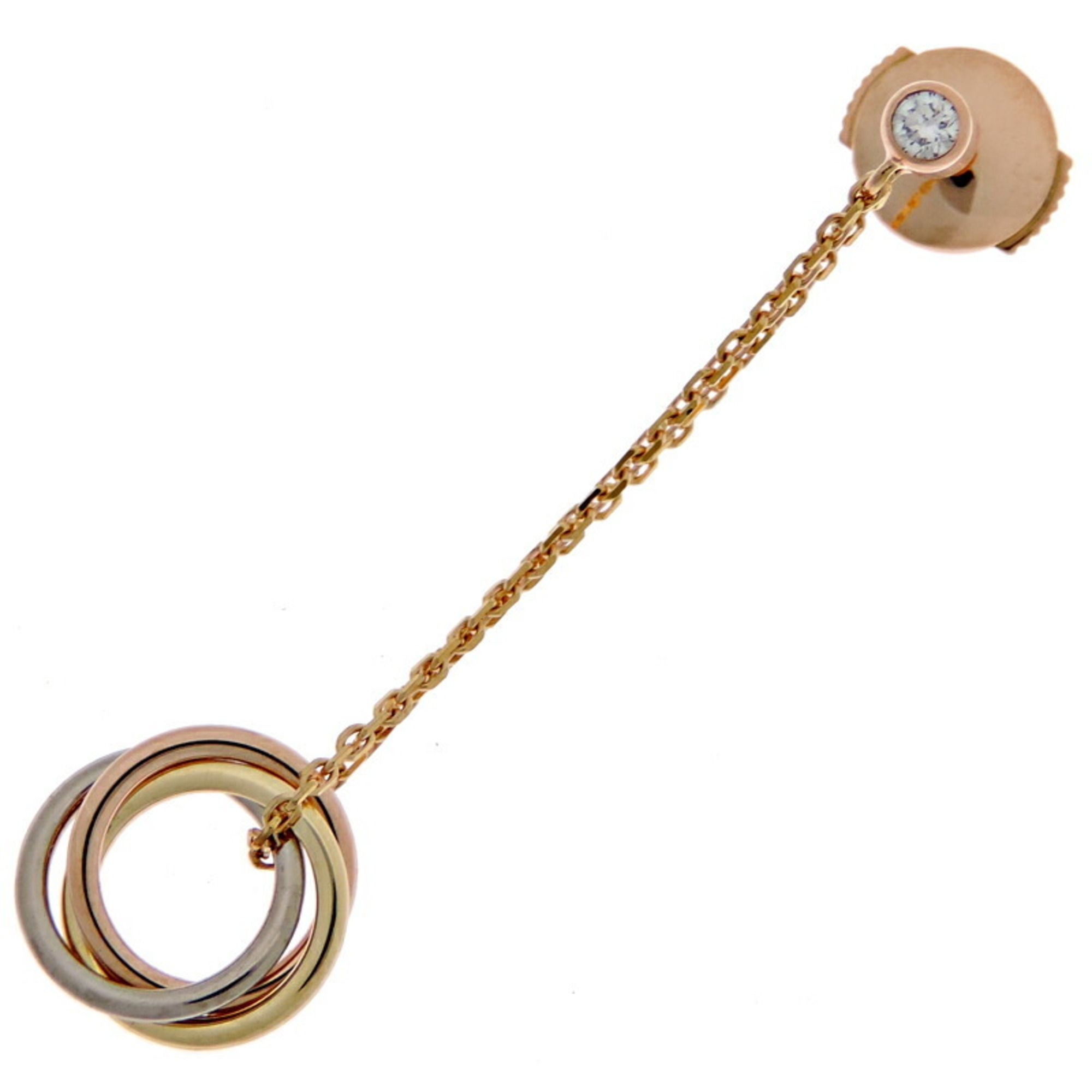 Cartier Sweet Trinity 1P Diamond Single Earring for Women B8043300 750 Yellow Gold