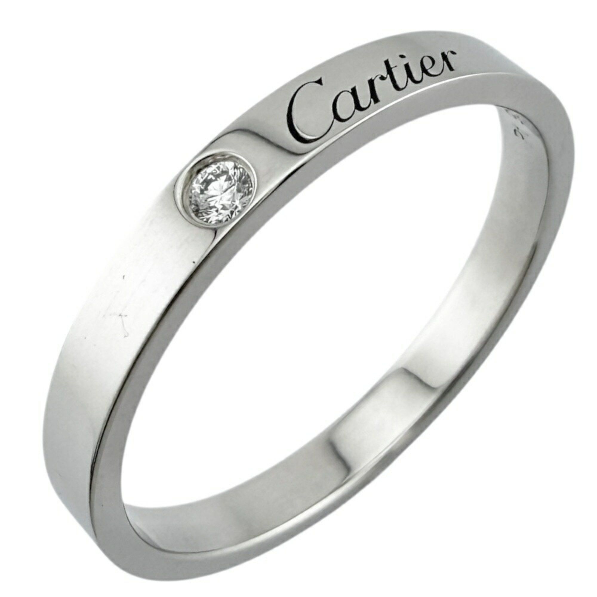 Cartier Engraved Ring, Size 25, Pt950 Platinum, Diamond, Men's, CARTIER