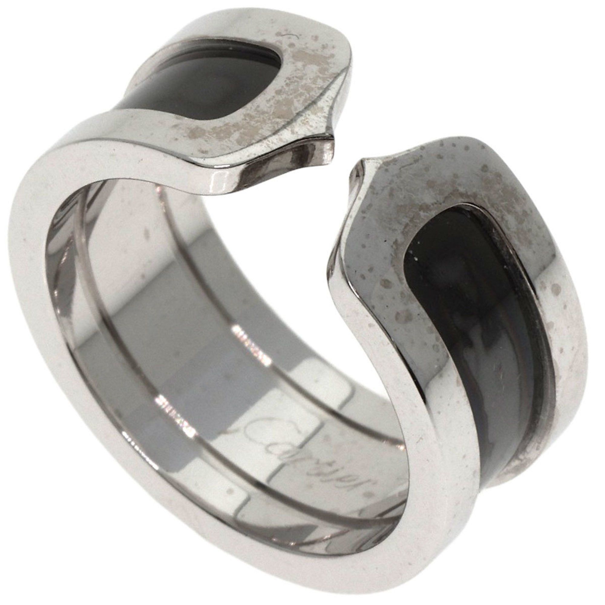 Cartier C2 Ring Black Lacquer #51 18K White Gold Women's CARTIER