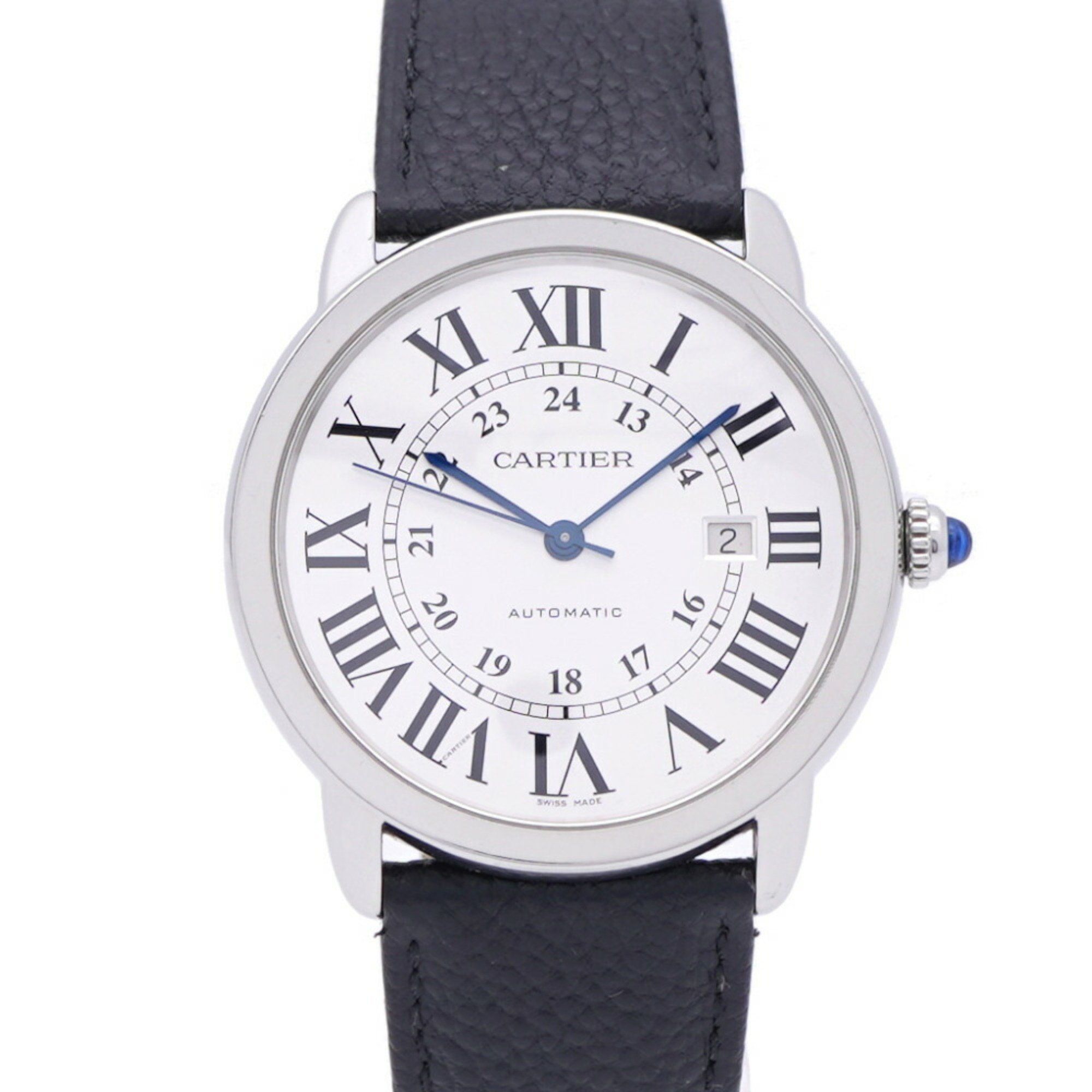 Cartier Rondo Solo XL W6701010 Automatic Watch SS/Leather Silver Dial 0186CARTIER Men's