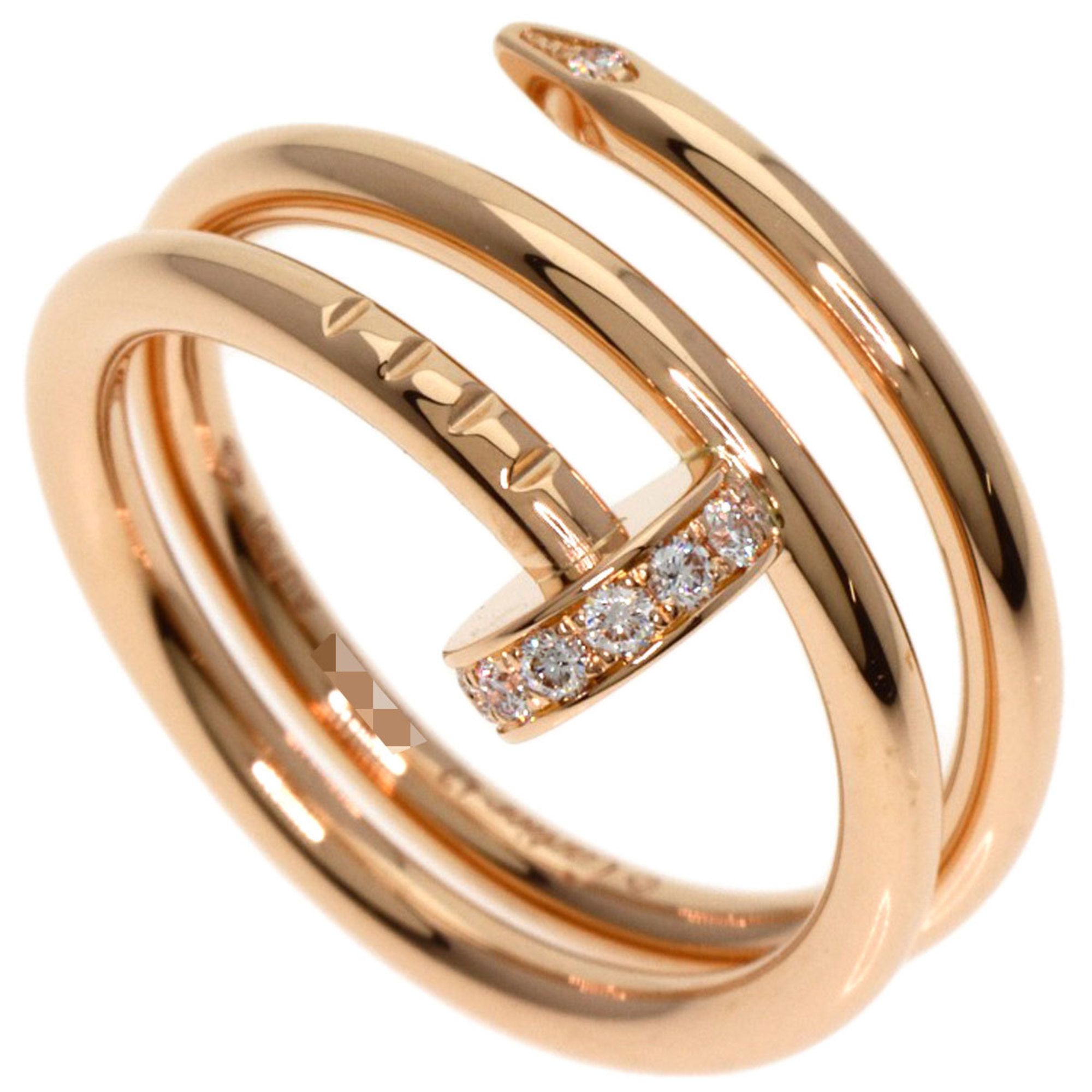 Cartier Juste un Clou Double Diamond #47 Ring, K18 Pink Gold, Women's, CARTIER