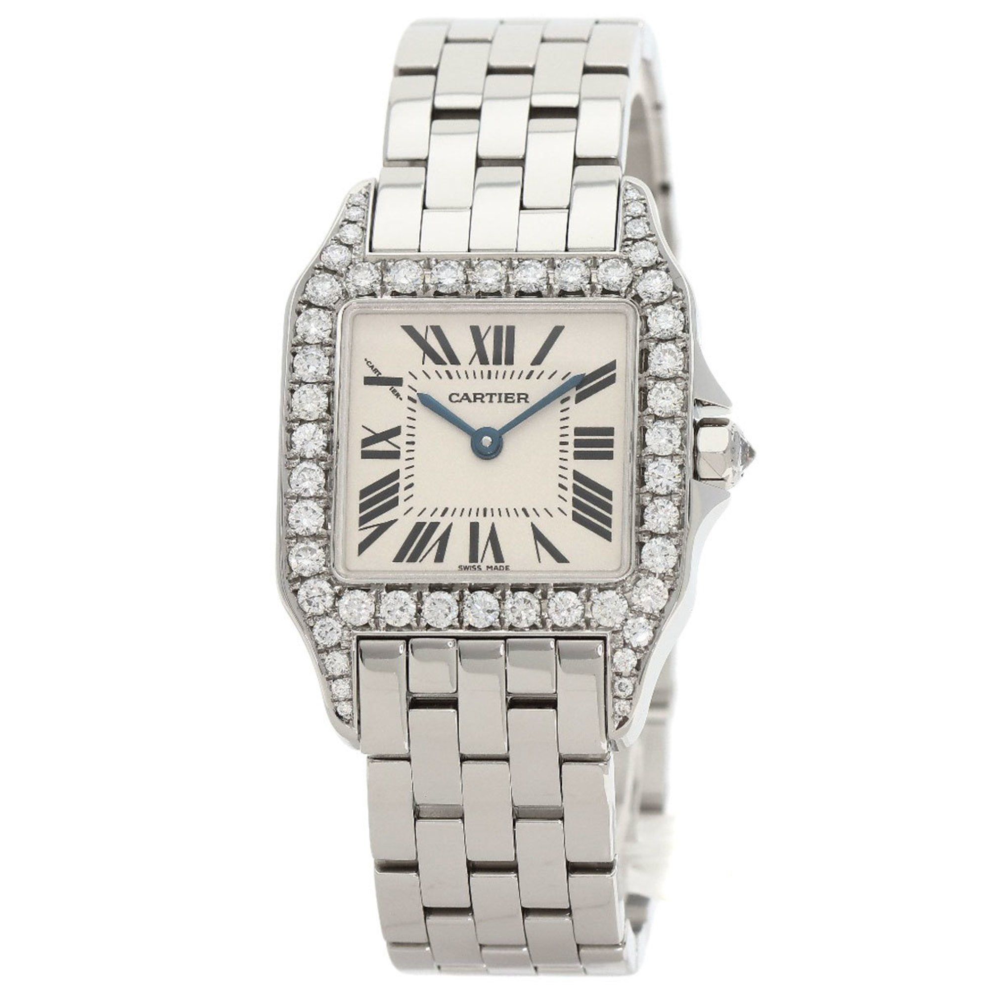 Cartier W25065Z5 Santos de Moiselle LM Bezel Diamond Watch Stainless Steel SS Men's CARTIER