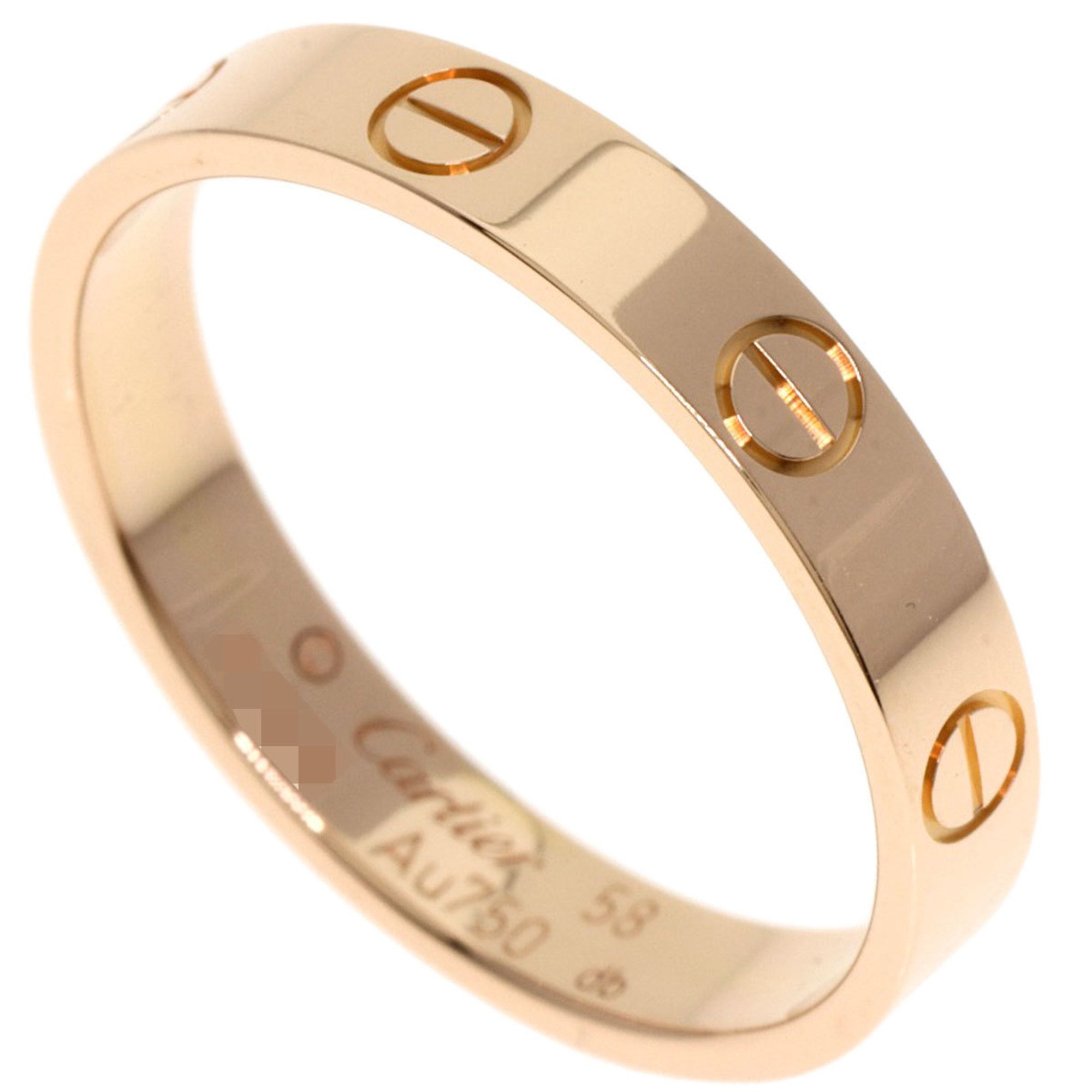 Cartier Mini Love Ring #58 Ring, 18K Pink Gold, Women's, CARTIER