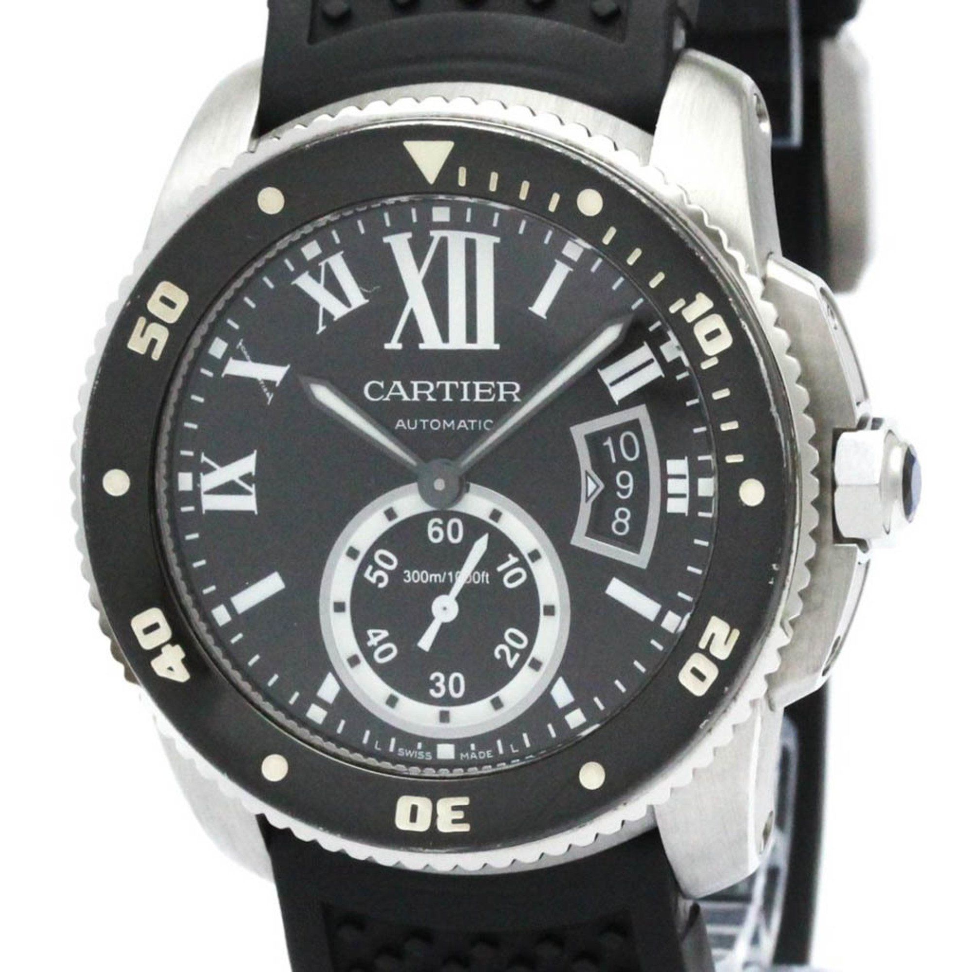 Polished CARTIER Calibre de Cartier Steel Automatic Mens Watch W7100056