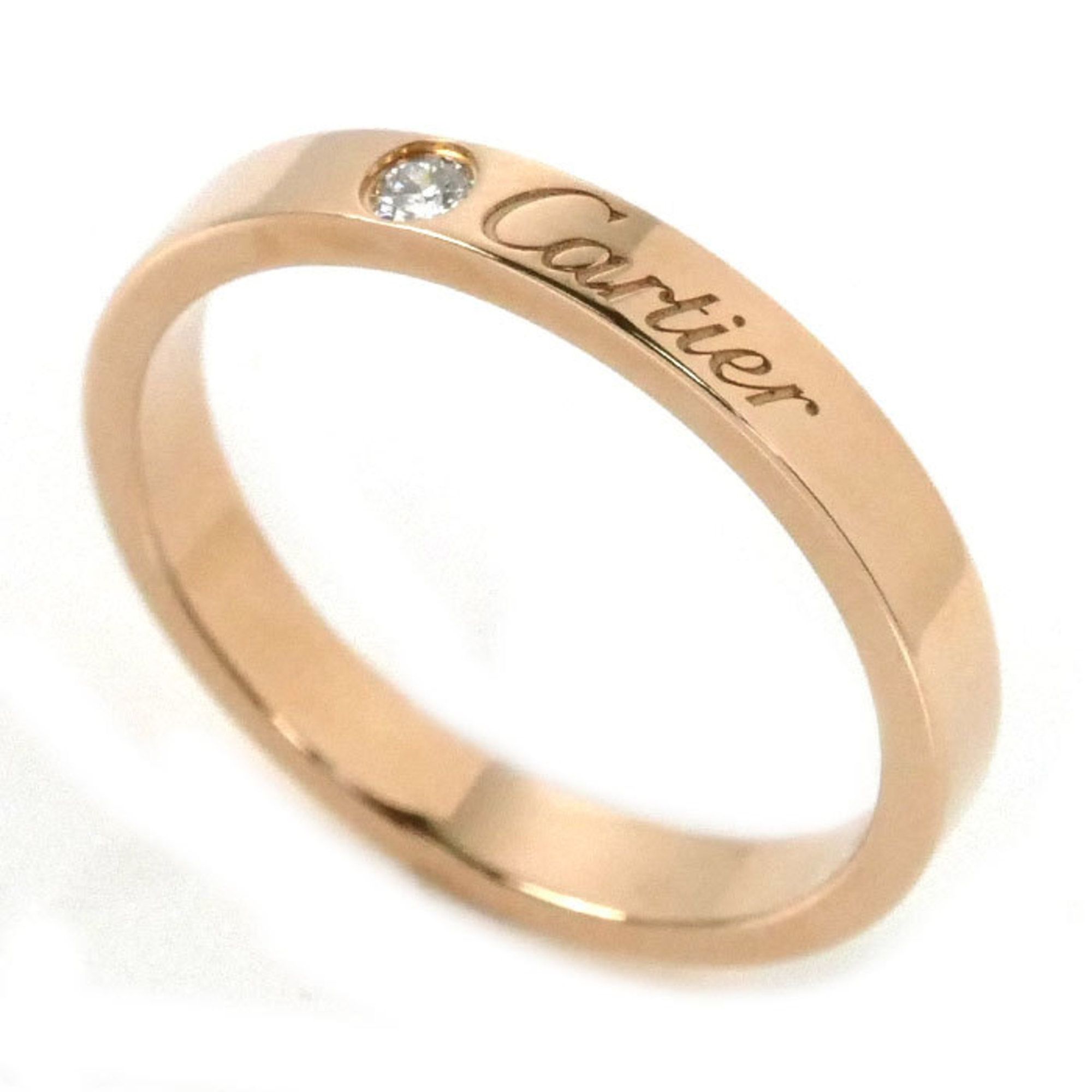 CARTIER 18KPG Pink Gold Engraved Ring B4086456 Diamond Size 15.5 56 3.9g Women's