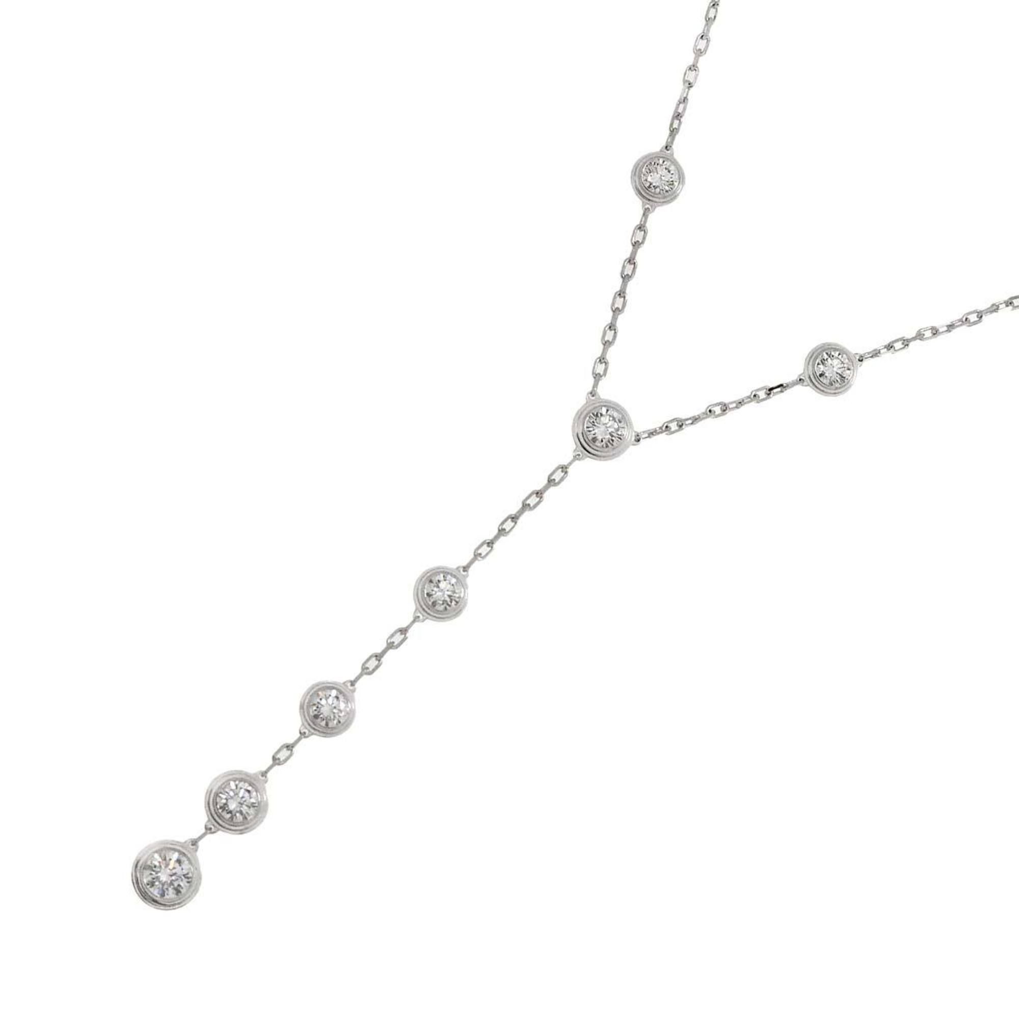 Cartier Amour Diamond 9P Necklace 43cm K18 WG White Gold 750 Diamant Leger d'Amour