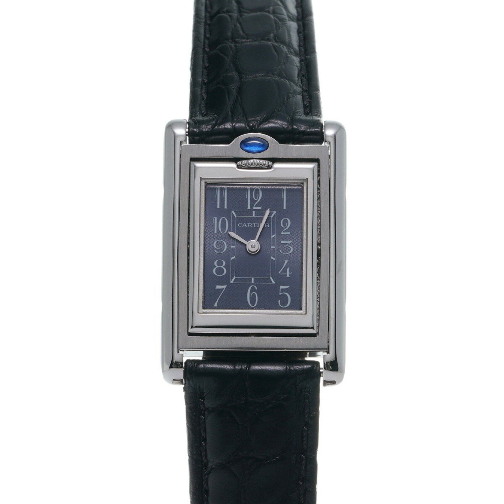 Cartier Tank Basculant W1016830 Black Women's Watch Quartz