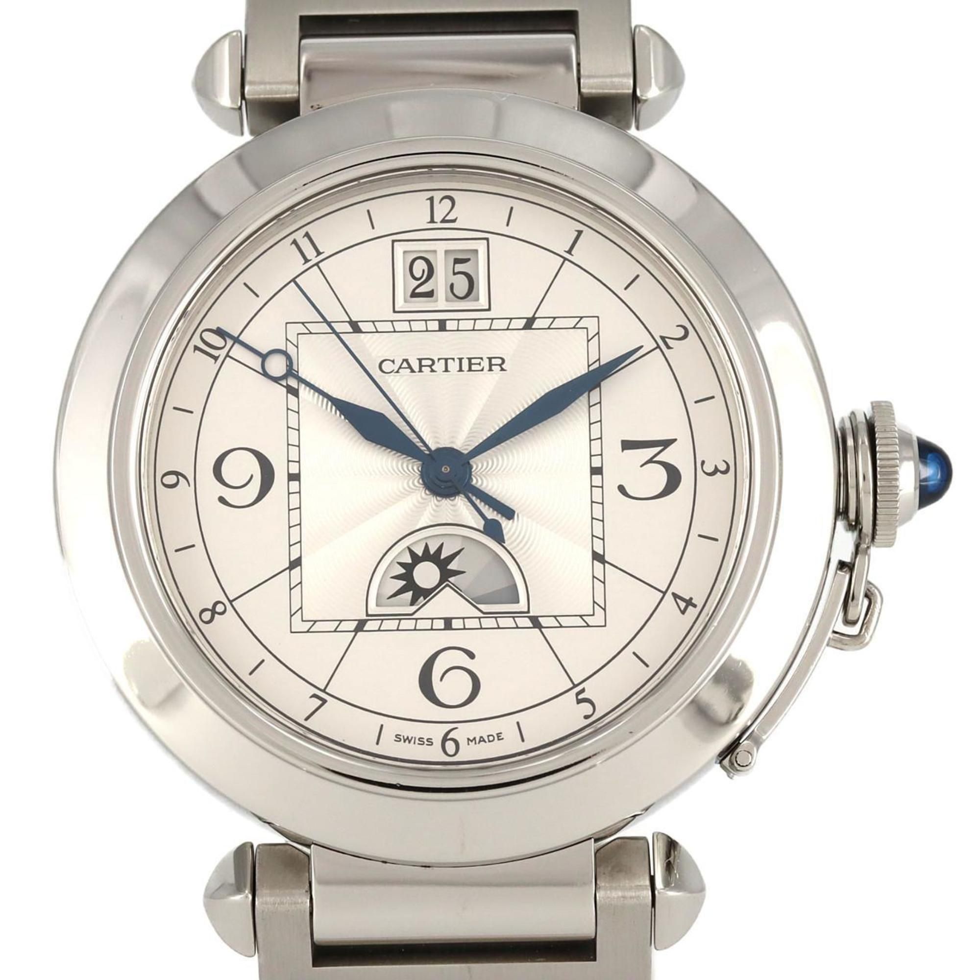 Cartier Pasha 42 2 Time Zone Night & Day W31093M7 SS Wristwatch Automatic