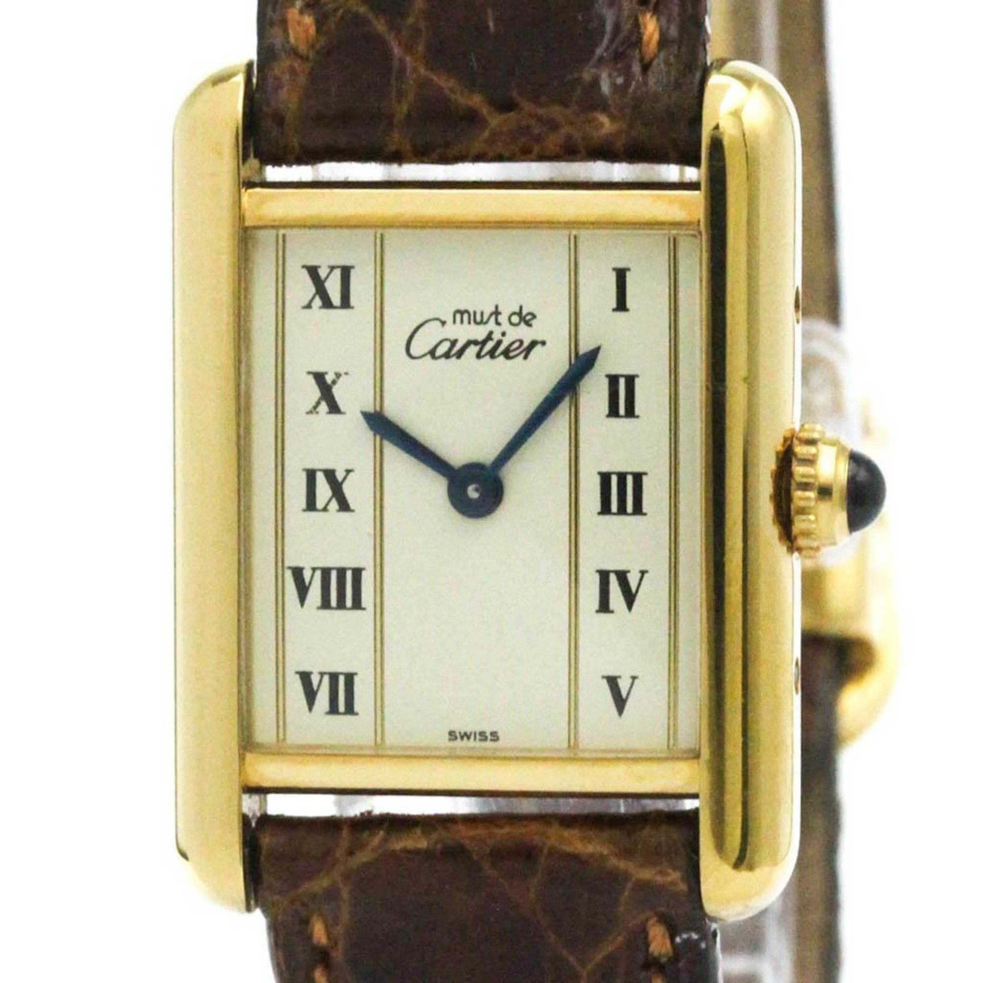 CARTIER Must Tank Quartz Gold Plated Ladies Dress Watch W1003053