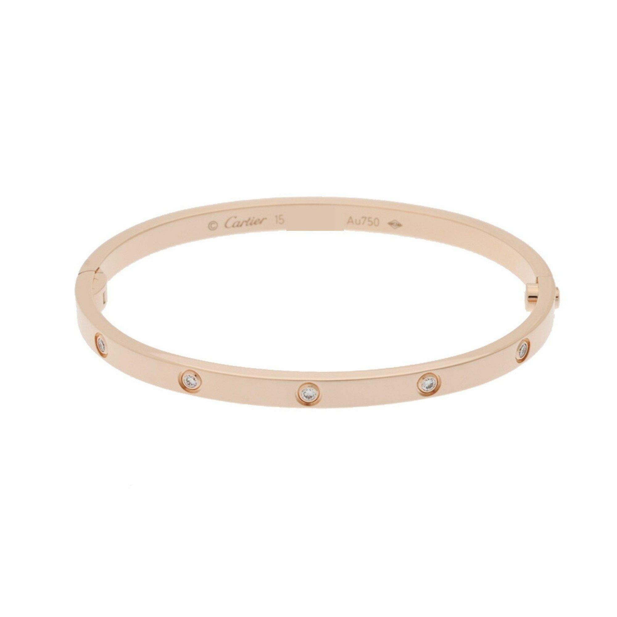 CARTIER Love Bracelet SM All Diamond #15 Ladies K18 Pink Gold
