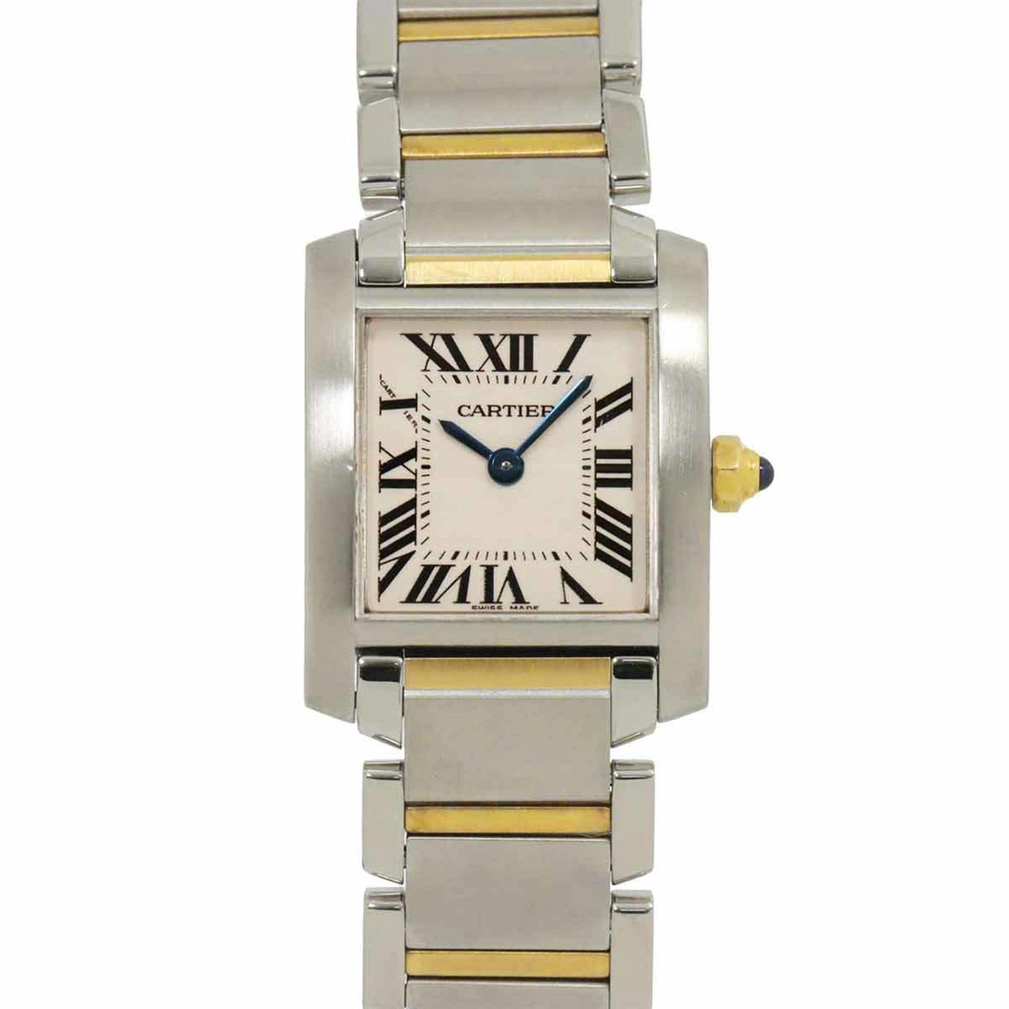 Cartier Tank Francaise SM Combi W51007Q4 Women's Watch Ivory YG Yellow Gold Quartz